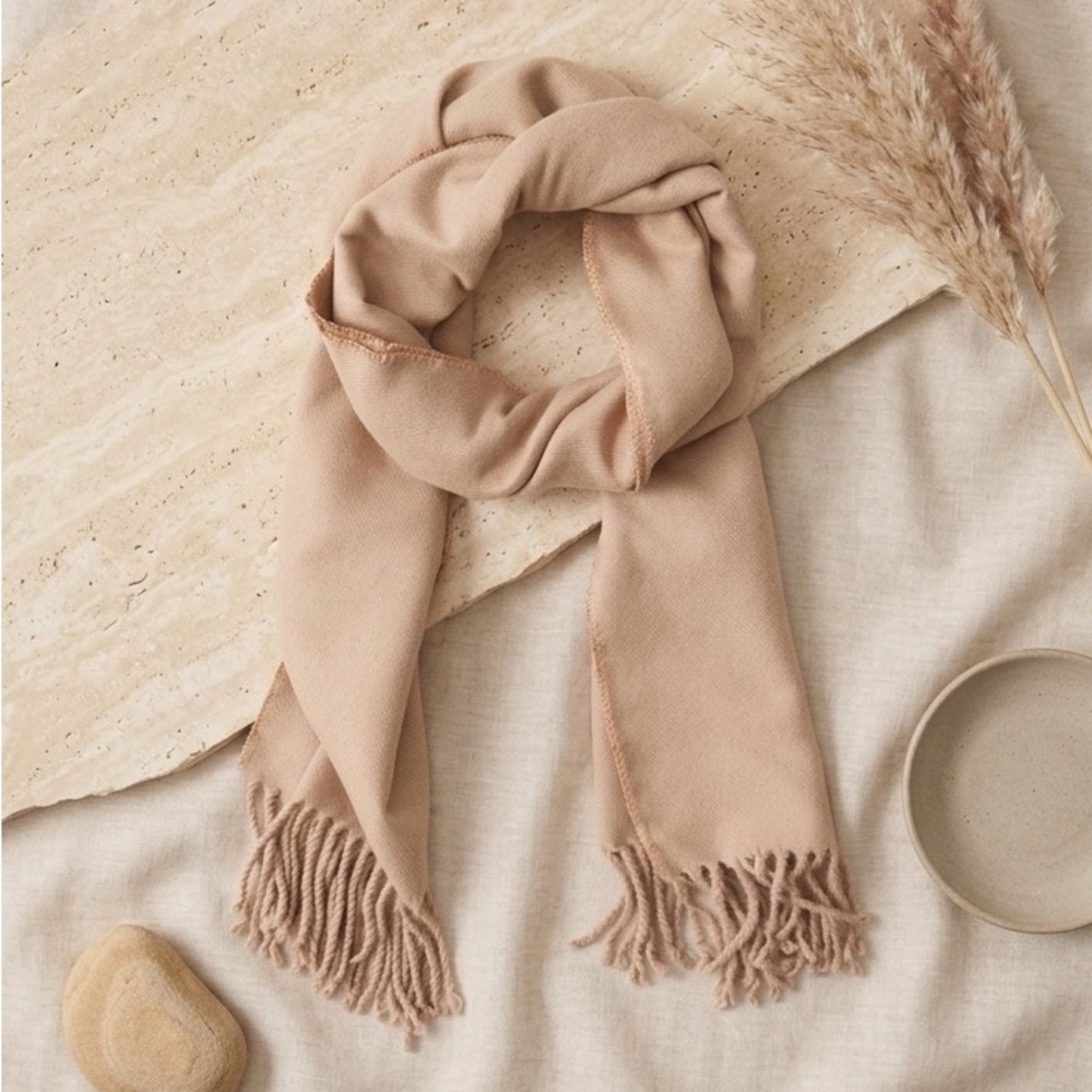 Abercrombie Women's Elegant Super Soft Fringe Tan Scarf